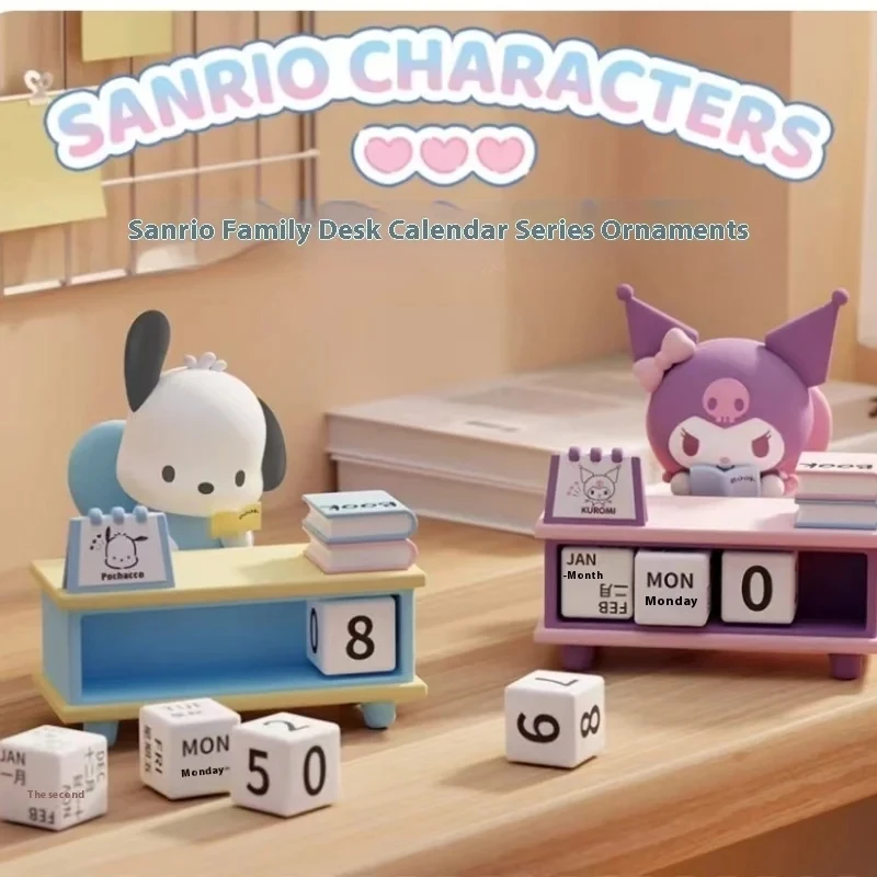 Sanrio Calendario da tavolo Serie Anime Periferico Squisito Kuromi Pochacco Statico Desktop Ornamenti decorativi Regali giocattolo per bambini