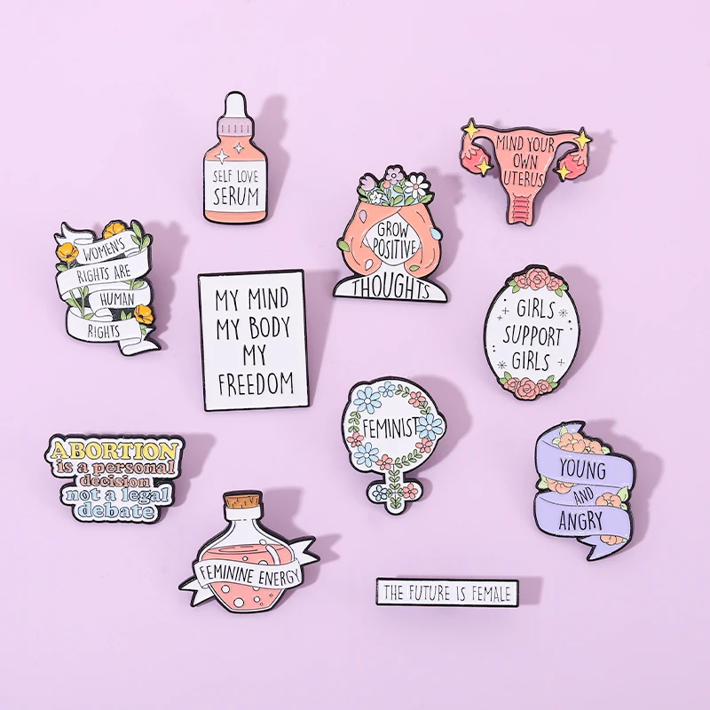 Feminine Energy Letter Brooches Baby Bottle Design Metal Badge Pin Medal Bag Decoration Wholesale Give It To Your Best Friend