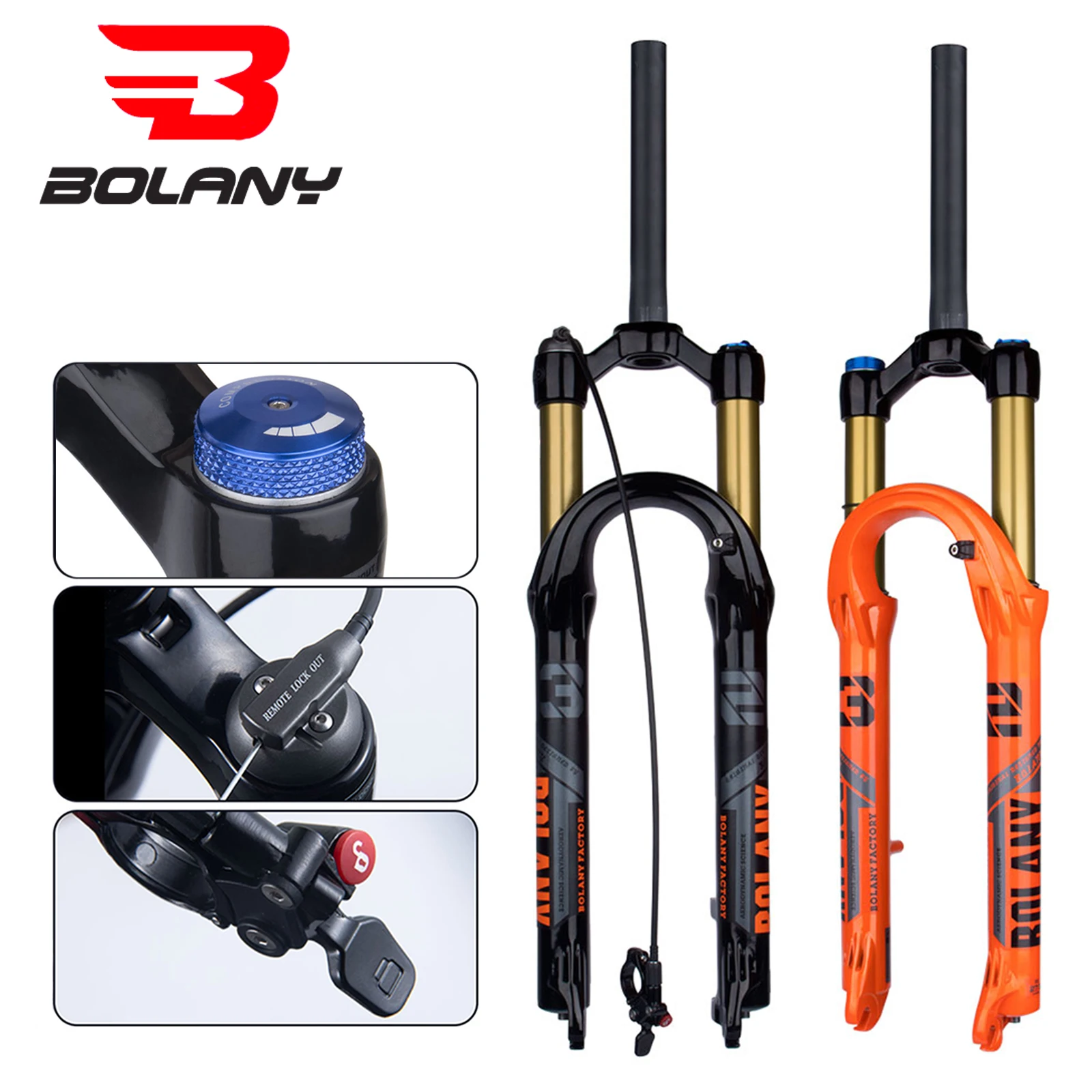 

BOLANY Bike Air Fork 27.5/29inch 120mm Travel Oil Air Suspension Lightweight Magnesium Alloy Quick Release Bicycle Fork