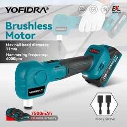 YOFIDRA Brushless 20V Auto Hammer Electric Screwdriver Cordless Drill Hammer Multifunctional Power Tool For Makita 18V Battery