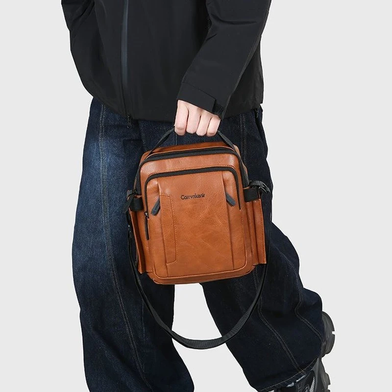 حقيبة كتف رجال الأعمال من الجلد الناعم ذات سعة كبيرة على الطراز العمودي حقيبة كروس مبطنة بالبوليستر حقيبة كلاسيكية SAC