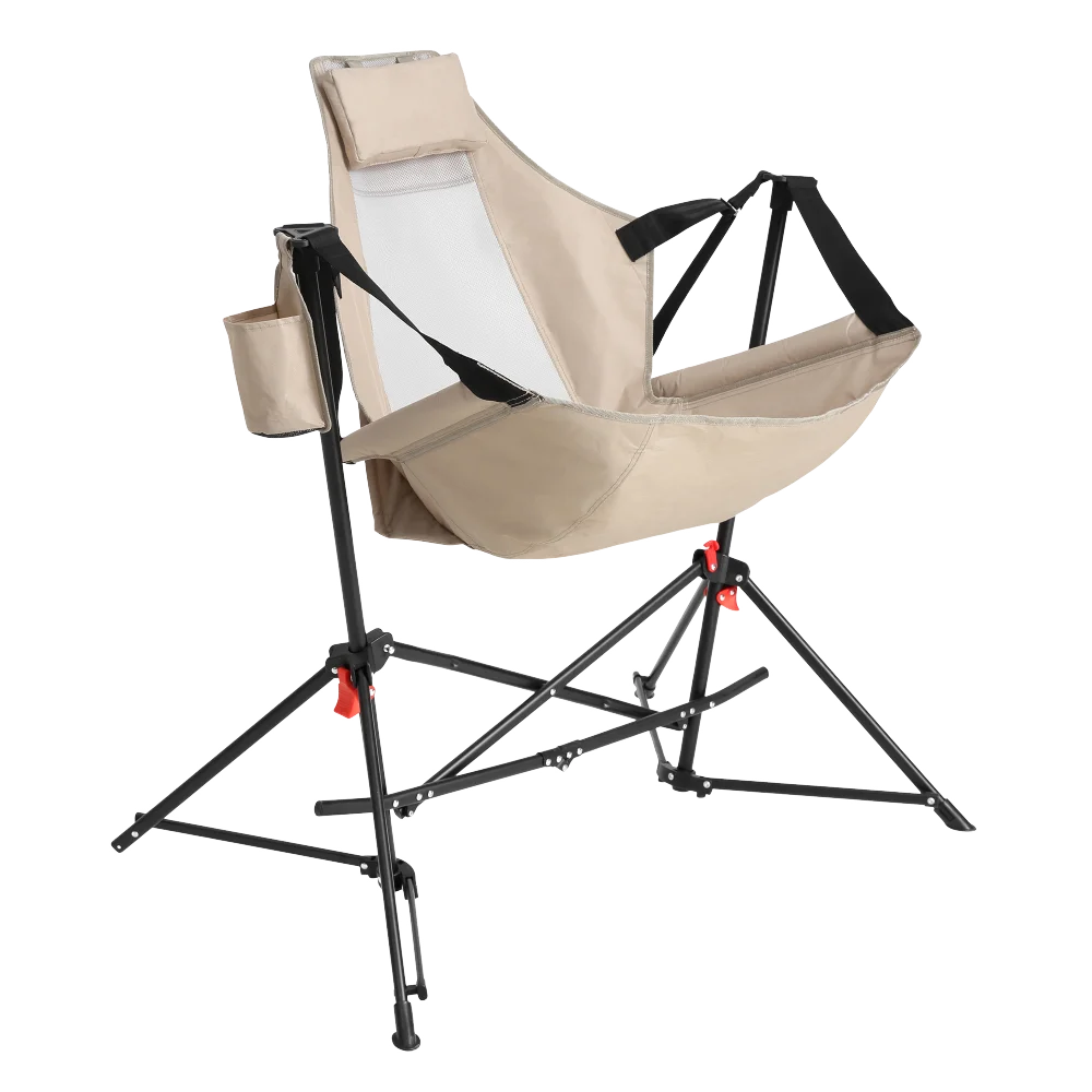 

YQXH Hammock Camping Chair, Folding Portable Rocking Chair, Aluminum Alloy Adjustable Back Swinging Chair with Pillow Cup Holder
