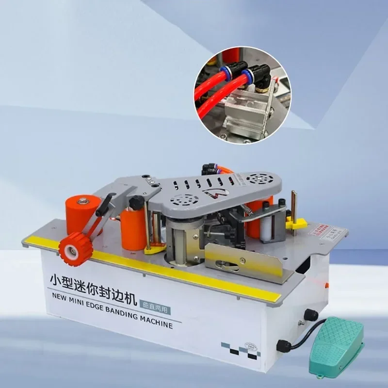 Woodworking Edge Banding Machine 1200W Double Side Gluing Portable Bench Type Edge Bander 1200W 220V/110V 0-6m/min