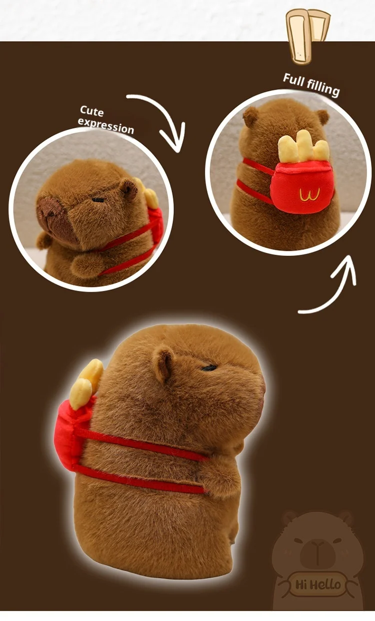 Adorable capibara de peluche, Animal relleno, bonita mochila, muñeca, juguete para niños, máquina agarradora, muñeca de tela, animales de peluche