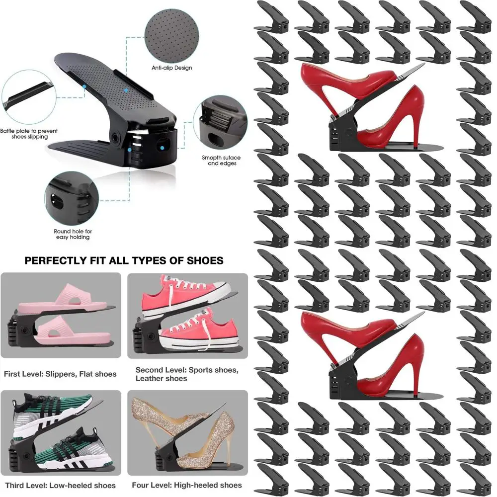 

36-Pack Black Shoe Organizer Rack for Closet, Space-Saving Shoe Storage for Entryway