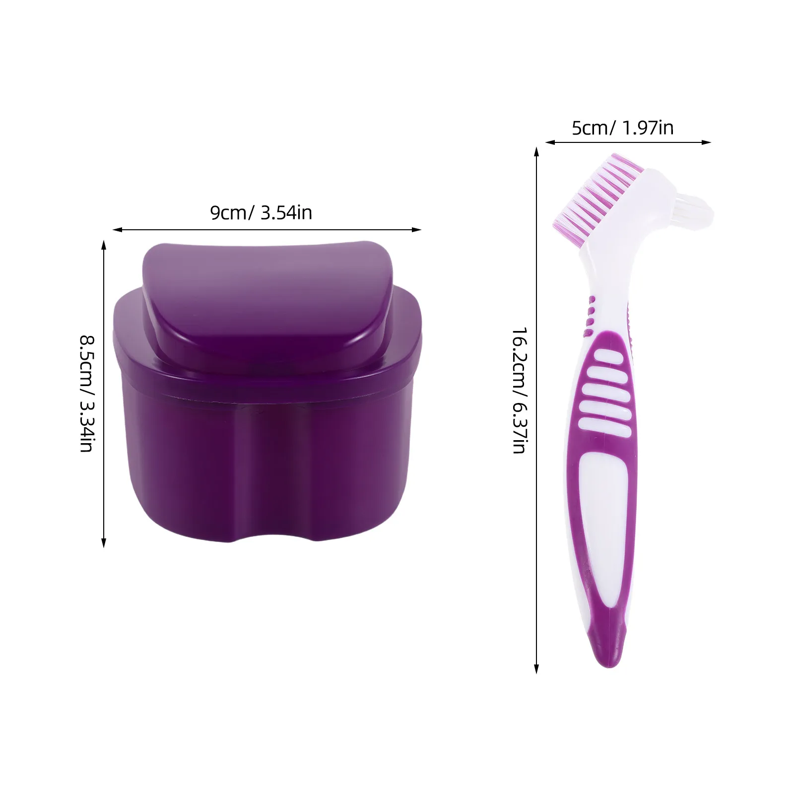 1 مجموعة طقم العناية بالأسنان الأرجواني مزدوج الوجهين تنظيف فرشاة كاذبة الأسنان صندوق تخزين السفر طقم أسنان الأقواس المنظم نقع