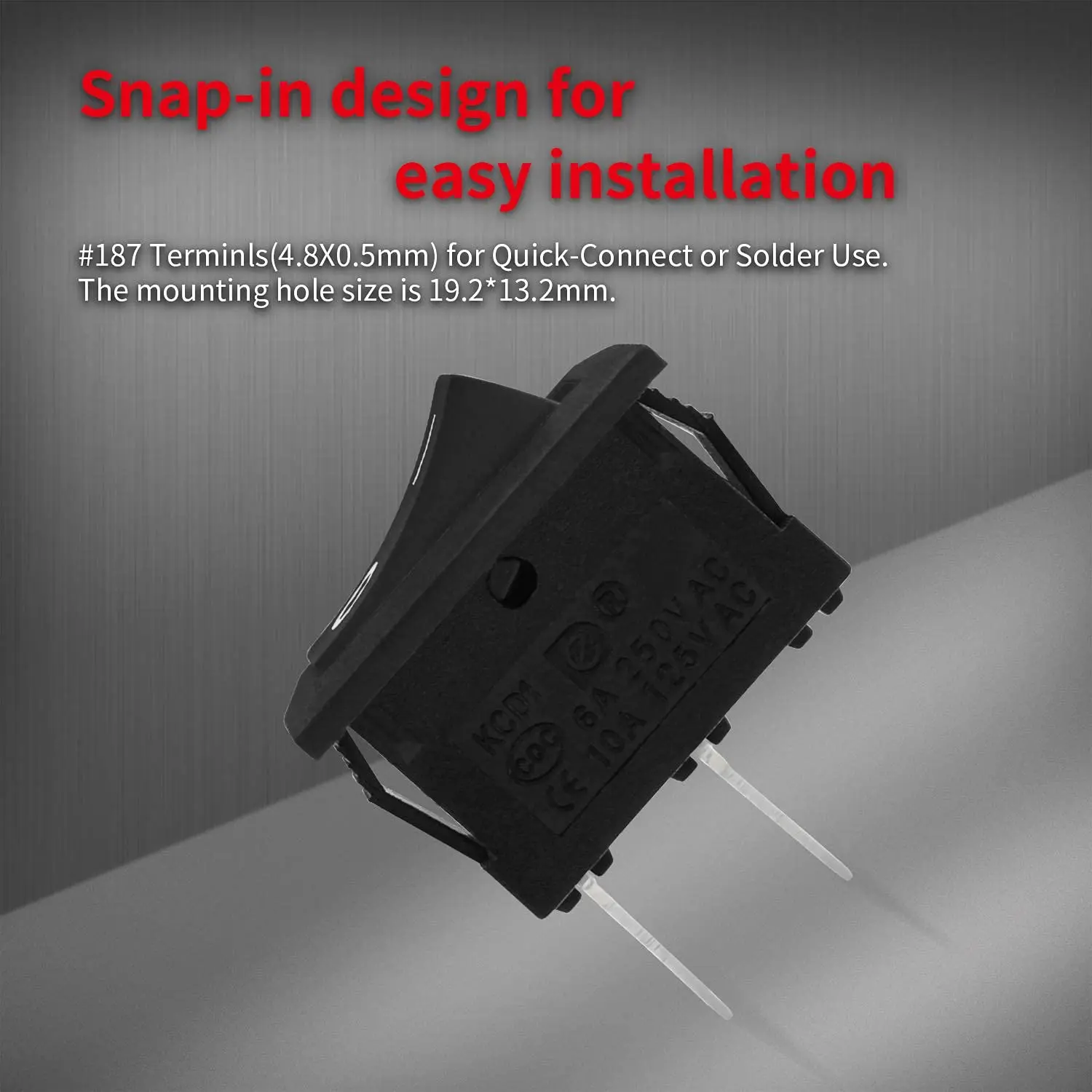 10pcs Mini Rocker Switch 12V 20A T85 2Pin SPST Small ON Off Switch 120V 10A ON and Off Rocker Toggle KCD1 Switch Pre-Wired Black