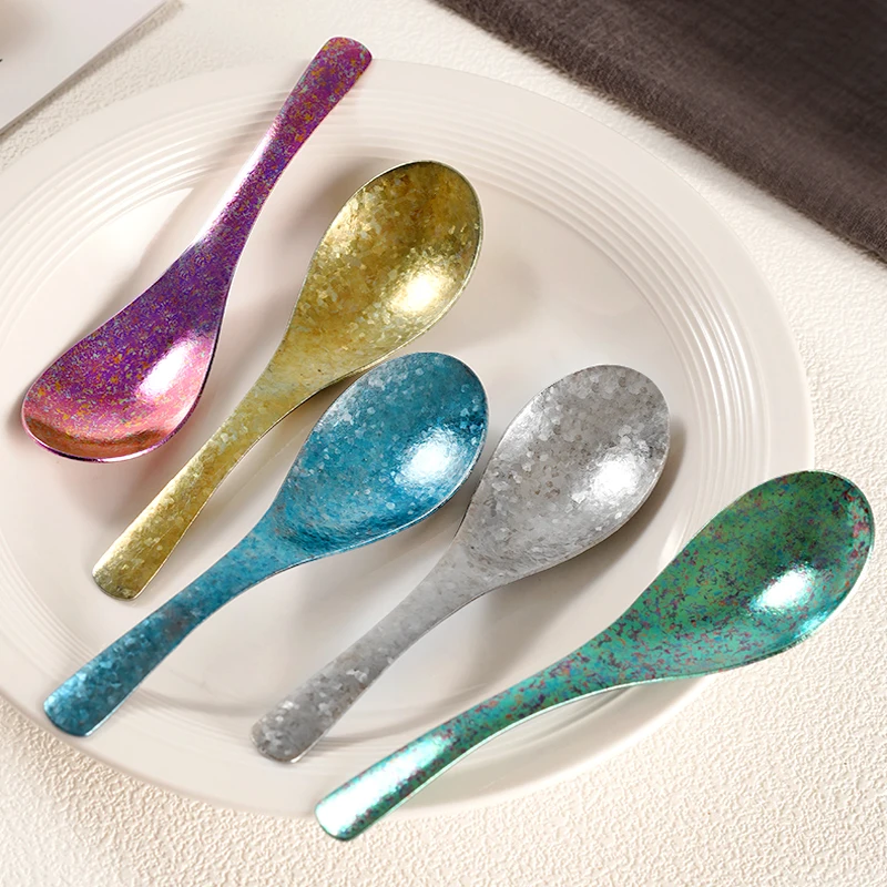 Pure Titanium Soup Spoon Titanium Metal Lightweight Corrosion-Resistant Meal Rice Ladle for Outdoor Camping Household Cutlery