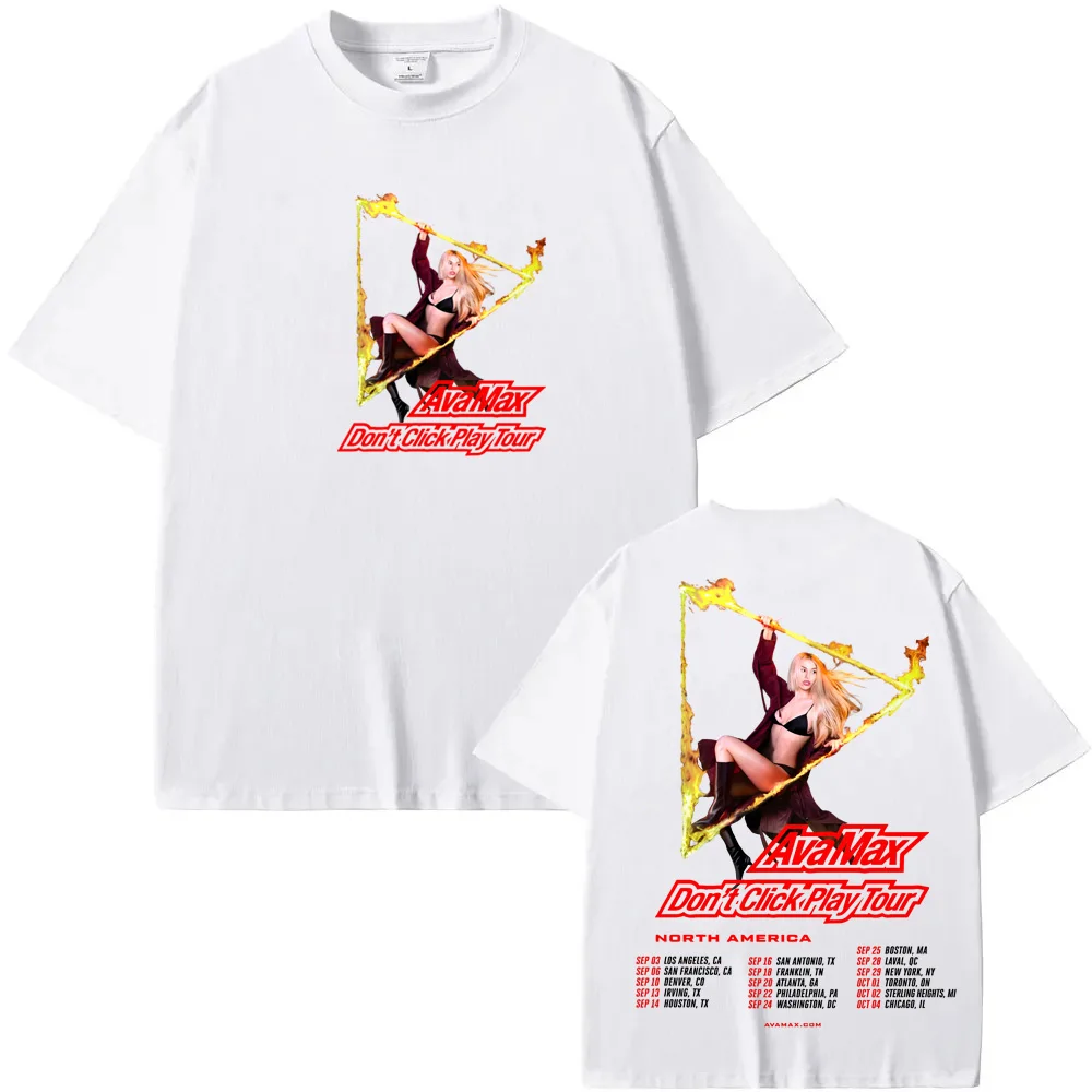 AVA MAX 2025TOUR T Shirt Short Sleeve 100%Cotton Tee-shirt Graphic Printing Vintage Tshirt Moletom Hip Hop Punk Clothing Tops