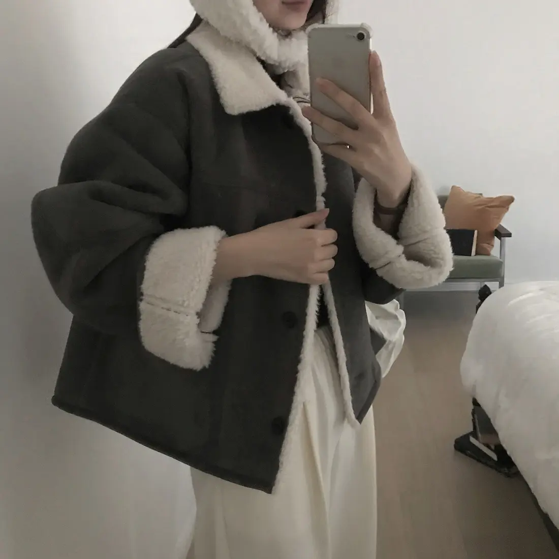 시크한 겨울용 따뜻한 롱 코튼 재킷 여성용 레트로 메랄드 아우터웨어 인조 가죽 퍼 루즈핏 코트