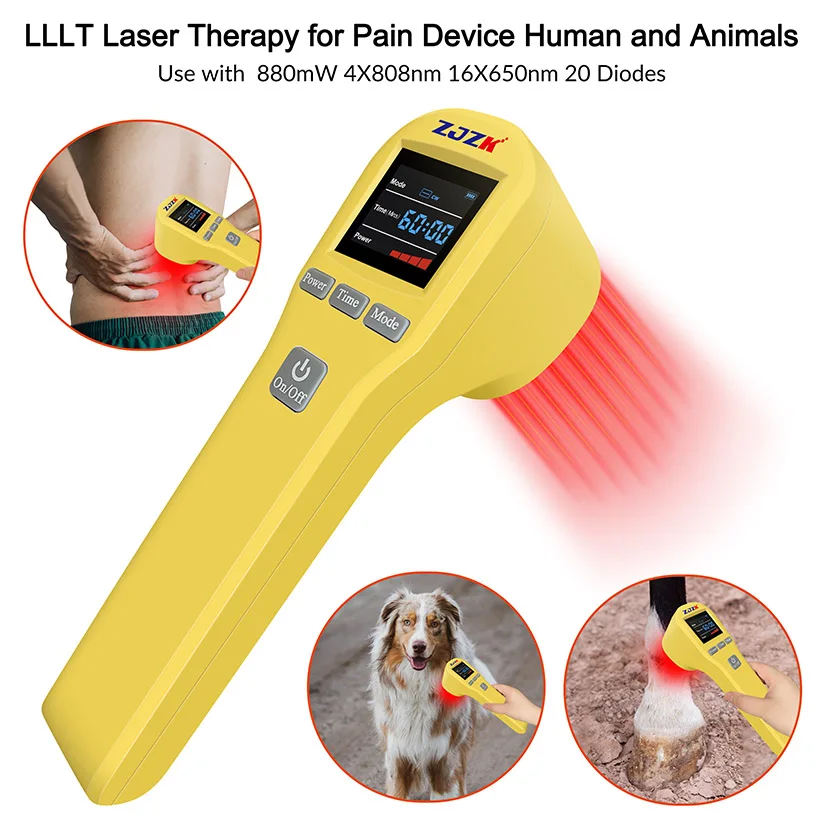 Lllt Laser Therapy for Trigger Finger Wrist Pain Relief 880mW 4x808nm+16x650nm 20 Diodes With Continuous and Pulse Working Modes