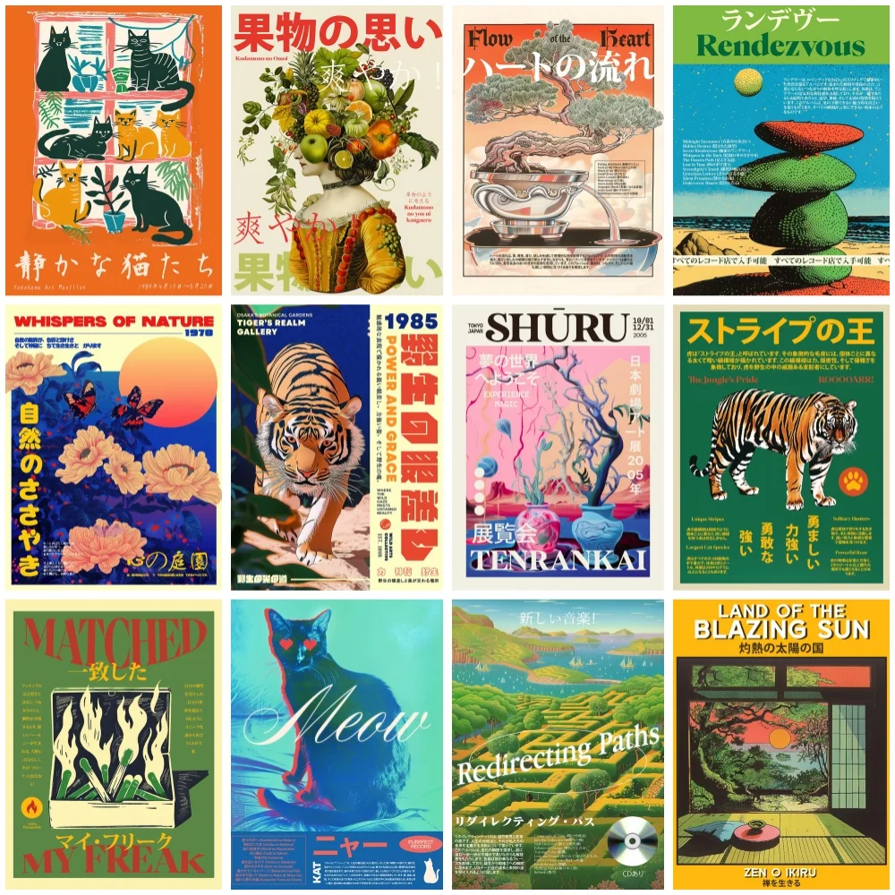 

Classic Vintage Japanese Art Exhibition Posters Japan Poster and Picture Canvas Painting Wall Art Home Decor Print Mural Cuadros