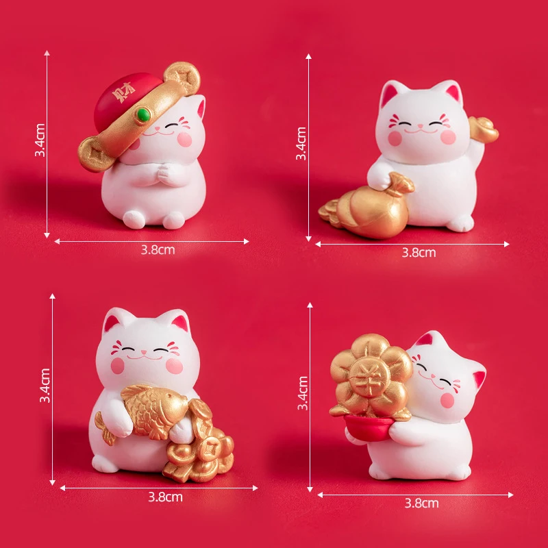 Figuras de gato de la suerte de dibujos animados, microadornos de paisaje DIY, Mini muñecos de gato de la suerte, regalos para decoraciones de escritorio para el hogar