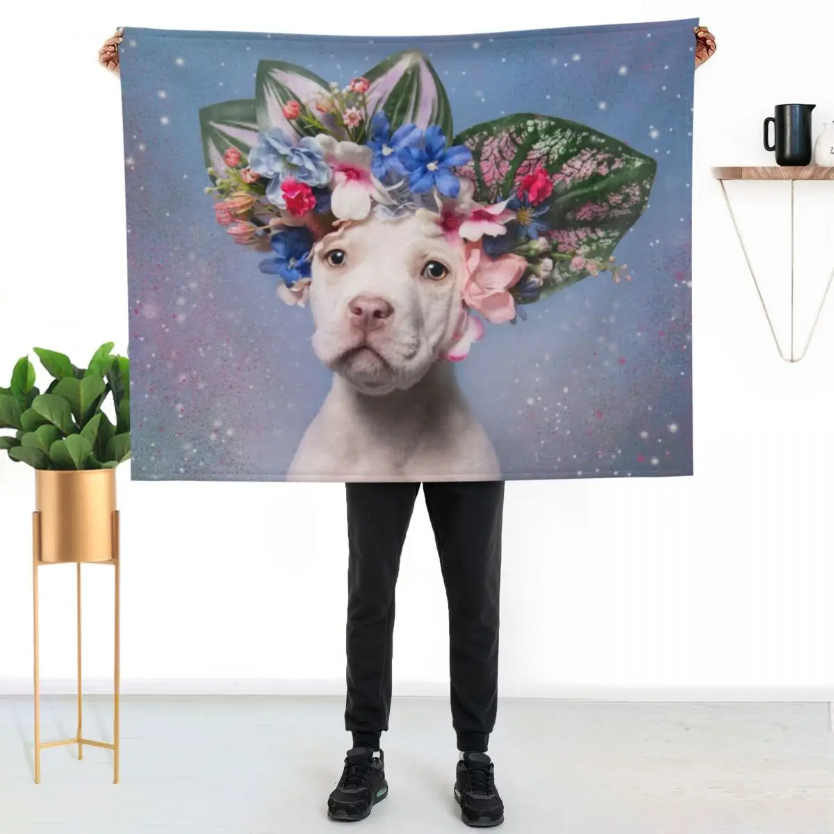 Pit Bull Flower Power, Apollo Throw Blanket anime halloween Decorative Sofas Picnic Loose blankets ands Blankets