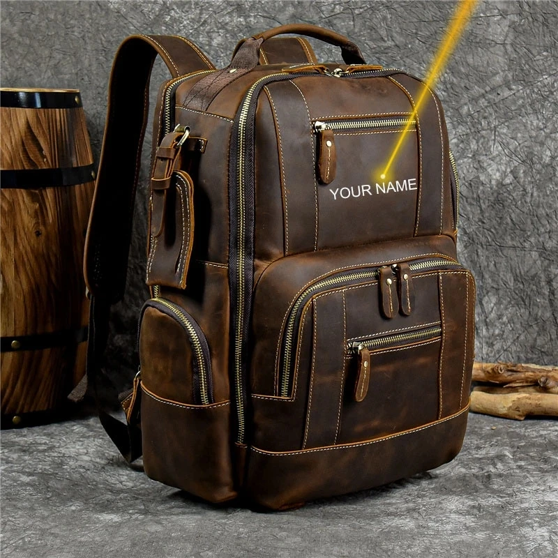 Luufan Vintage prawdziwej skóry męski plecak podróżny Fit 15 "plecak na laptopa prawdziwa skórzana tornister duży plecak podróżny dla mężczyzny