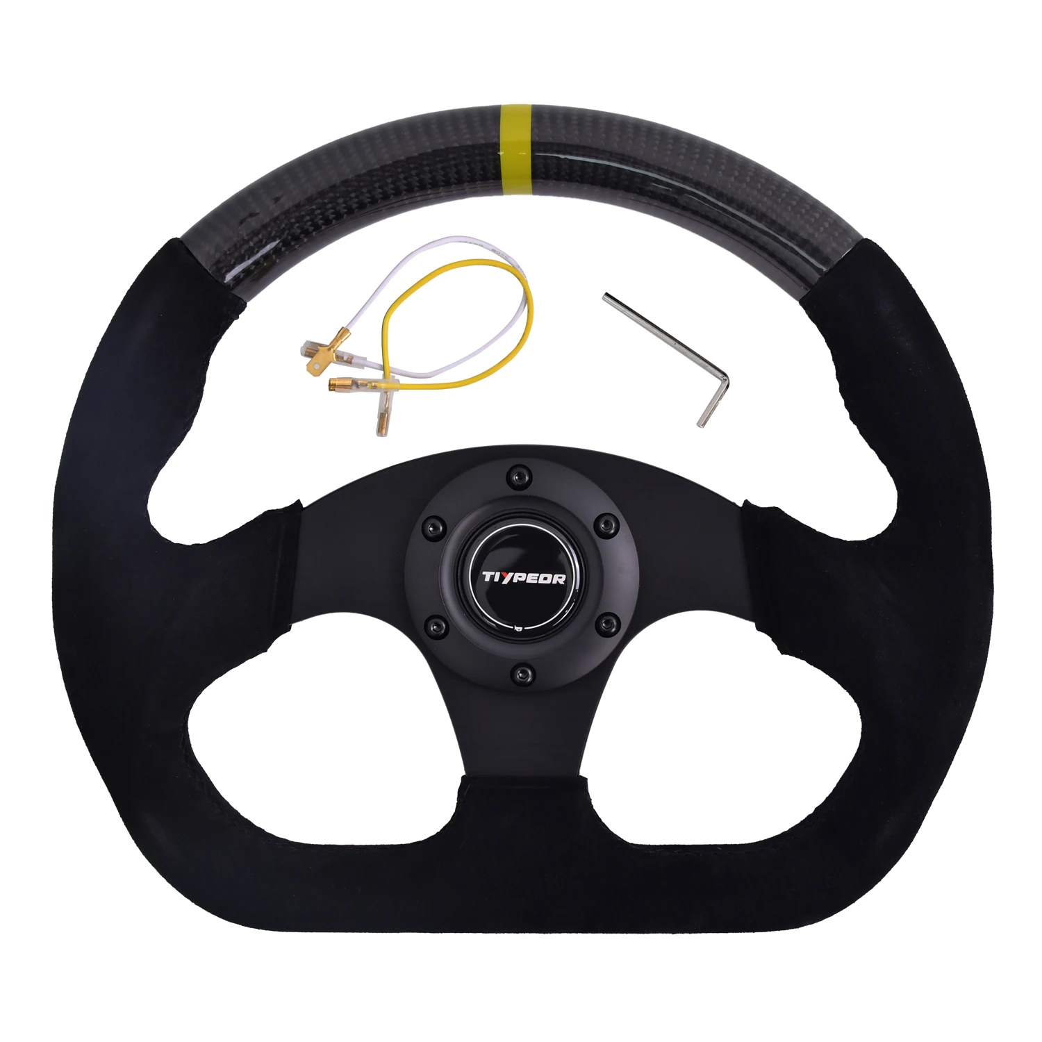 D-shape real carbon fiber suede drift steering wheel small diameter SIM game simulator steering wheel TIYPEOR style