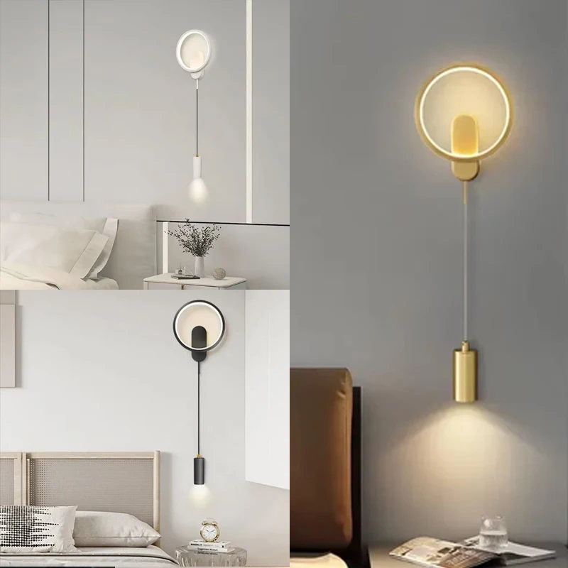 

DINDALLED Modern Simple LED Wall Lamp with Spotlight for Bedroom Bedside Living Room Staircase Wall Lamp Indoor Lighting Fixture