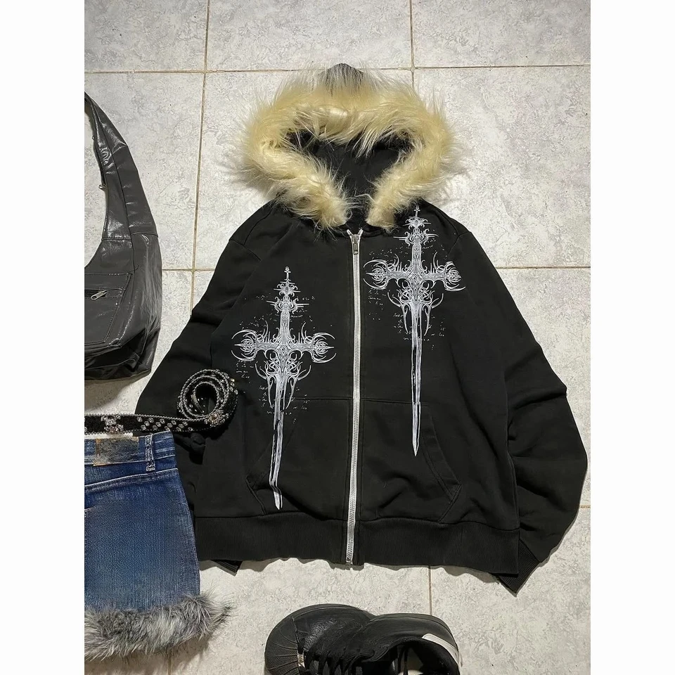 ジャケット・アウター SLY grunge fur mods coat y2k BLK y2k 2026