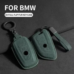 For BMW 1 2 3 4 5 6 7 Series X1 X3 X4 X5 X6 F36 F25 F26 F30 F34 F10 F07 F20 Z10 Suede Car Key Case Cover Keychain Accessories