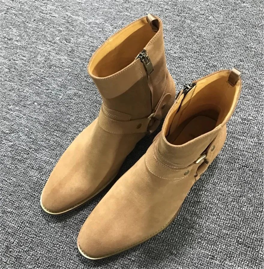 Customized Suede Genuine Leather Pionted Toe Wyatt Pernalized Classical Gentle Chelsea Boots