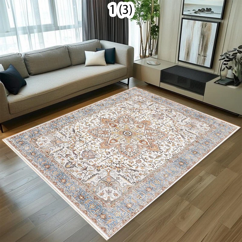 Distressed Oriental Floral Rug Non Slip Bathroom Door Mat Washable Carpet Floormat for Living Room Kidsroom Entryway Boho Retro