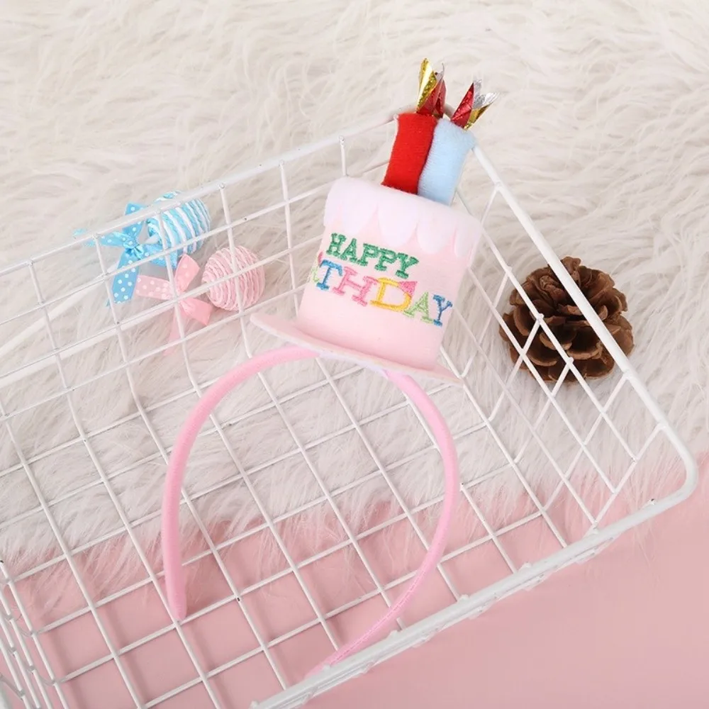 Bandeau d'anniversaire de dessin animé, créatif en peluche, gâteau d'anniversaire, bougie, accessoires pour cheveux, cerceau pour femmes, fournitures de fête