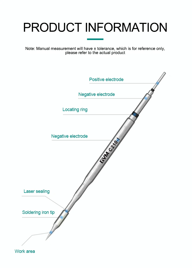 GVM C210 Series Integrated Soldering Iron Tips Knife/Elbow /Pointed Tip for GVM T210 JBC 210  T26 T26D S21 Soldering Station