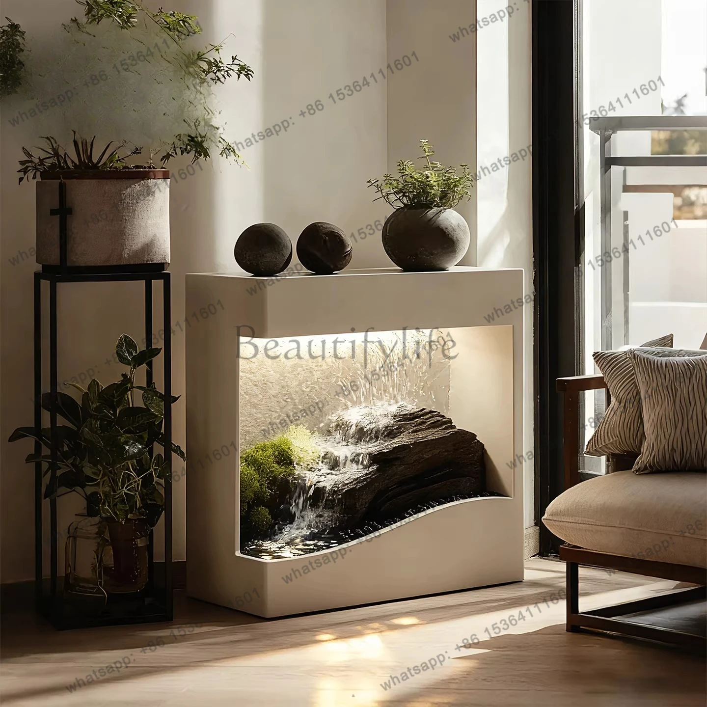 Modern simple home end view table, indoor flowing water waterfall, living room decoration ornament