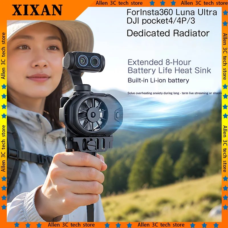 XIXAN For Insta360 Luna Ultra DJI Pocket 4/4p/3 Camera Cooling Fan Radiator 8-Hour Ultra Long Battery Life And Heat Dissipation
