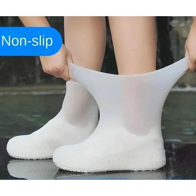 Hot 1 Pair Waterproof Non-slip Silicone Shoe High Elastic Wear-resistant Unisex Rain Boots for Rainy Day Reusable Shoe Cover