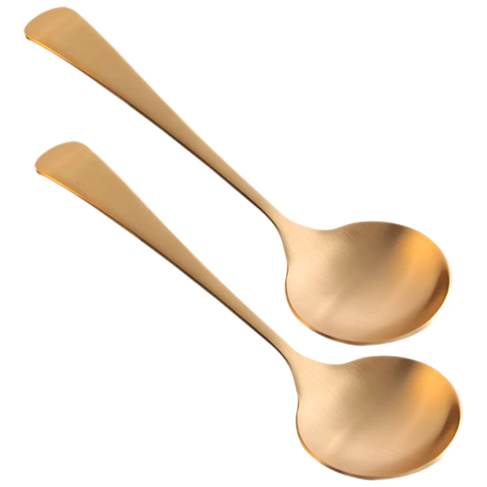 

2 Pcs Serving Utensils Handmade Pure Copper Spoon Sauce Accessories Soup Spoons Rice Metal Travel