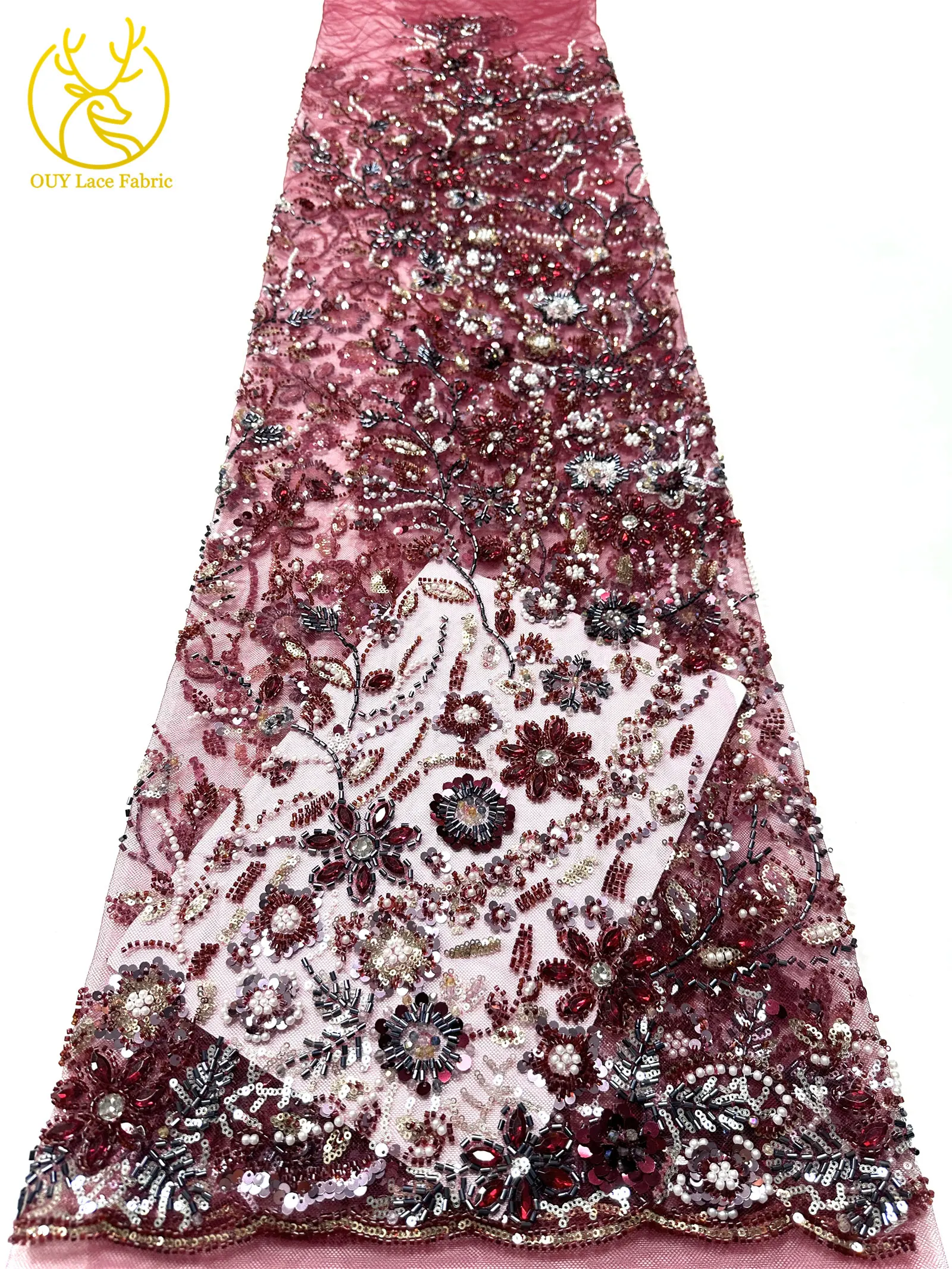 Gold Luxus Afrikanischer Stein Bräutigam Perlen Spitzenstoff 2026 Nigeria Französischer Tüll Pailletten Spitzenstoff für Brautpartykleid Nähen – Detail 21