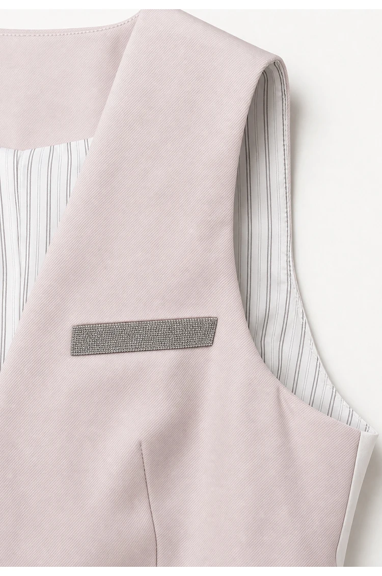 K2548W Damen Ärmellose Weste aus Wollmischung mit V-Ausschnitt und Knopfleiste, tailliert, für Büro, als Layering-Oberteil – Detail 21
