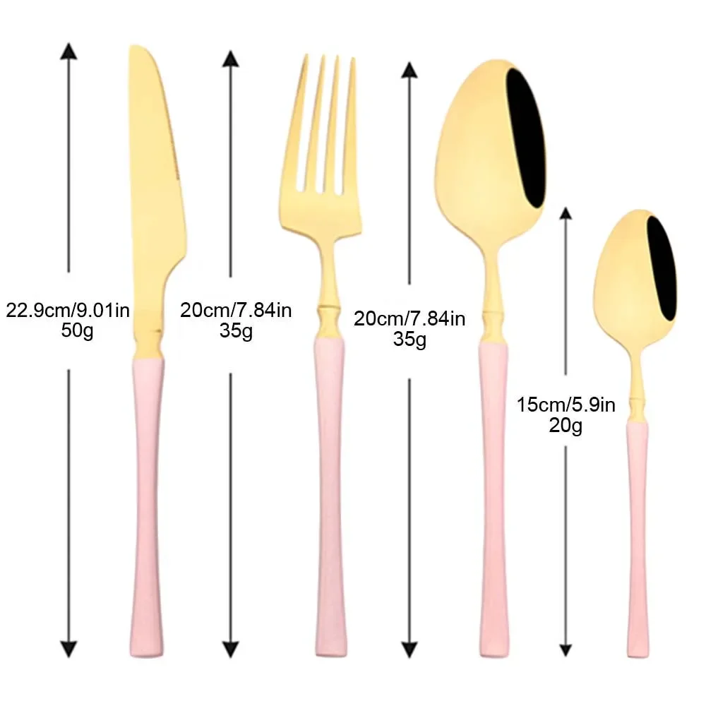 24Pcs Stainless Steel Dinnerware Set Pink Gold Cutlery Spoon Fork Knife Western Cutleri Silverware Flatware Tableware Supplies