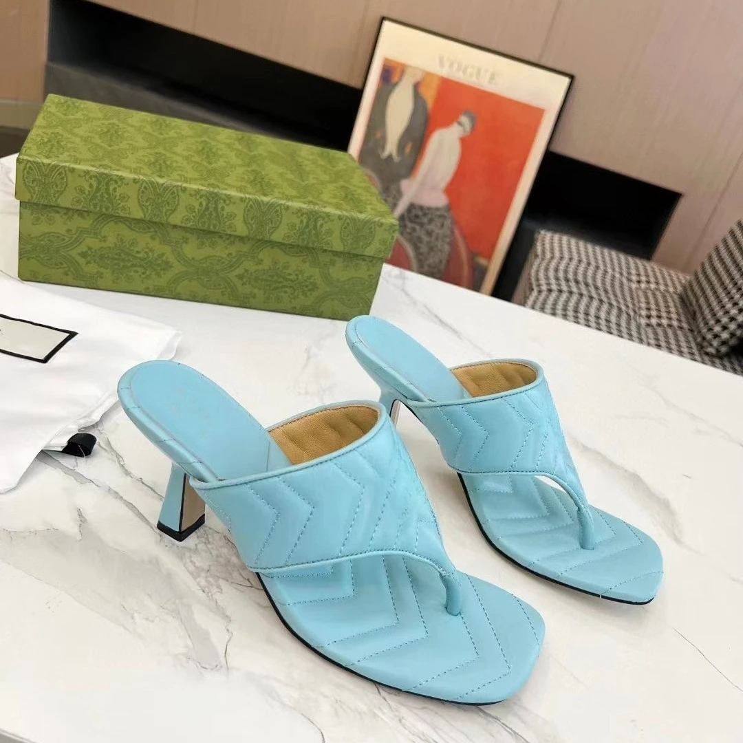 

2026 Summer New Women's Metal Letter High Heel Thong Sandals Fashion Gladiator Slides Casual Outdoor Beach Shoes for Ladies