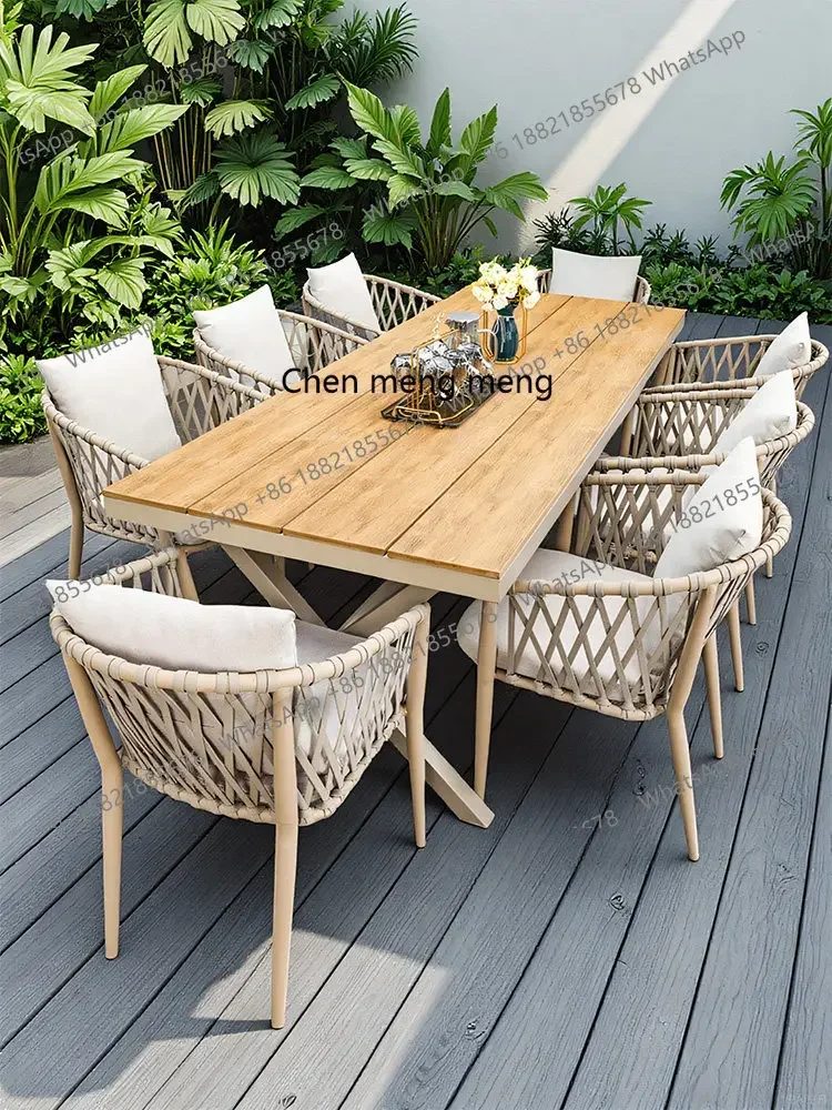 

D182Outdoor tables and chairs courtyard outdoor combination villa garden terrace woven rope open-air outdoor tables and chairs