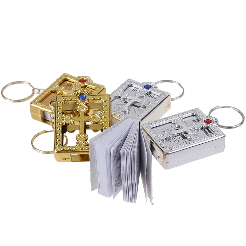 Mini HOLY Bible Keychain Religious Christian Jesus Cross Key Chain Keyring