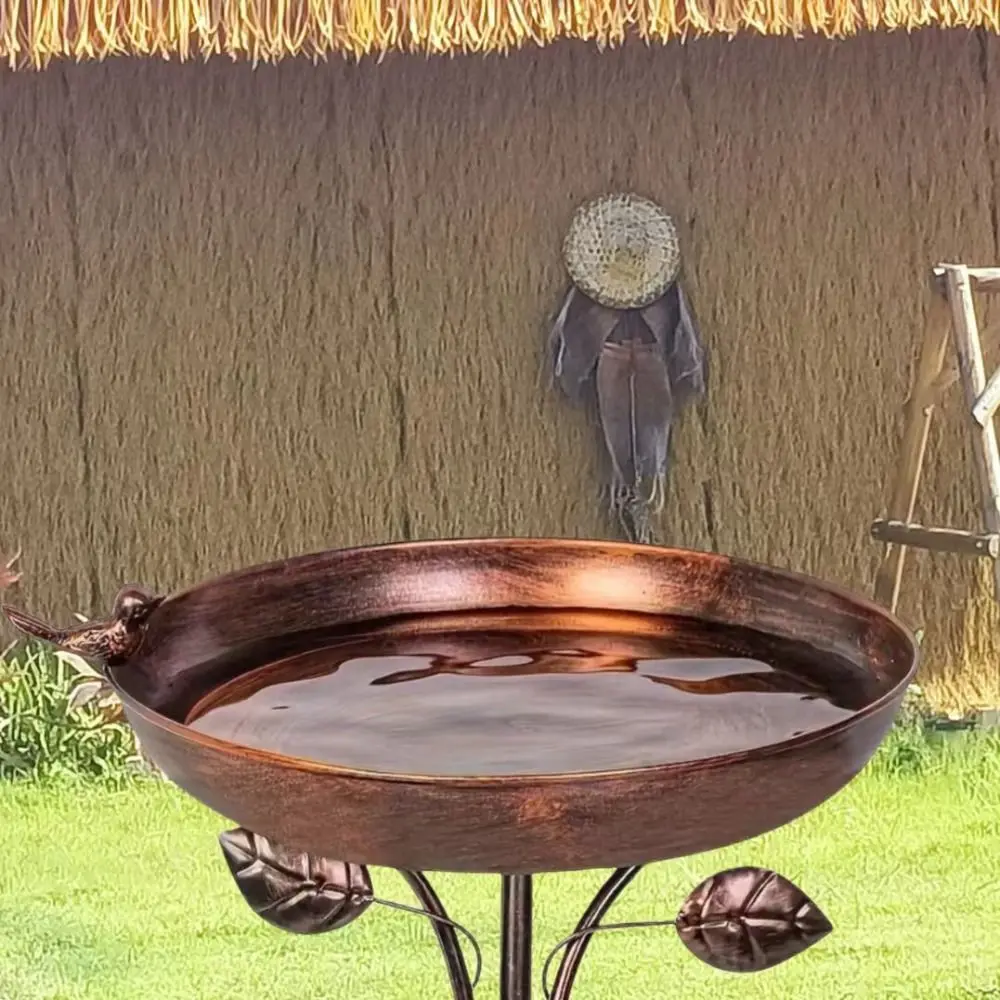 Garden Decor Iron Bird Feeder Plugin Large Capacity Convenient Bird Bathtub Durable Retro Bird Water Bowl Patio