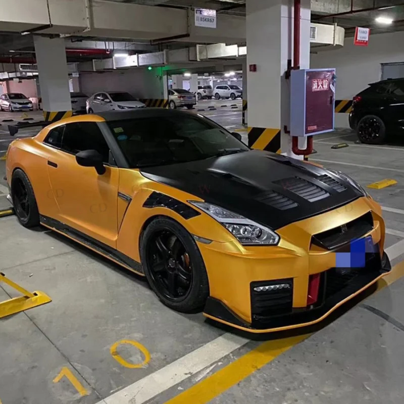 GTR35 Nismo نمط ألياف الكربون الجافة تنفيس الحاجز لنيسان GTR35 R35 2008 + المصد الأمامي المصدات الجانبية قطع غيار السيارات