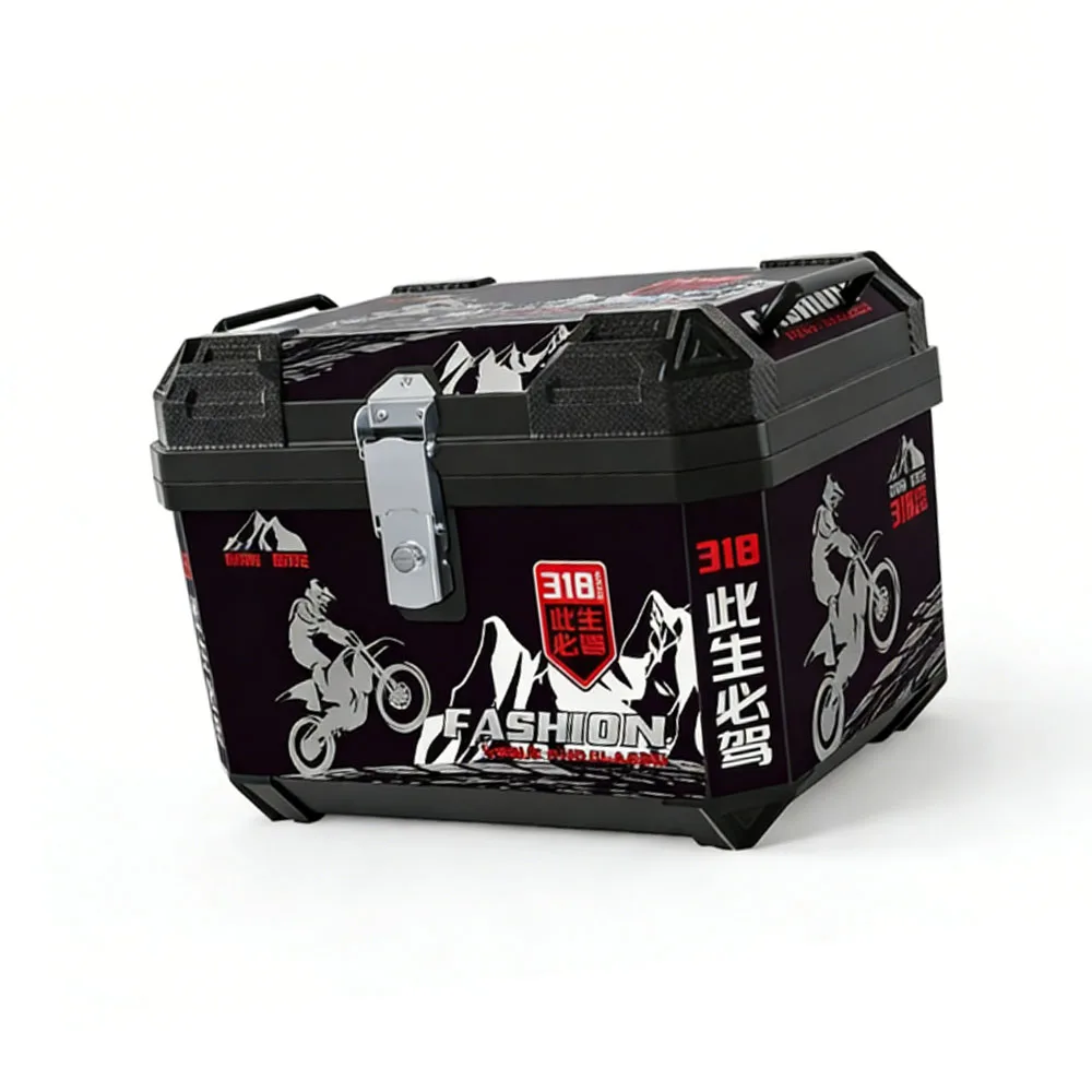 

49L Universal Motorcycle Trunk Helmet Box, Abs Tail Box, Rear Luggage Case, Waterproof Tool Box with Safety Lock