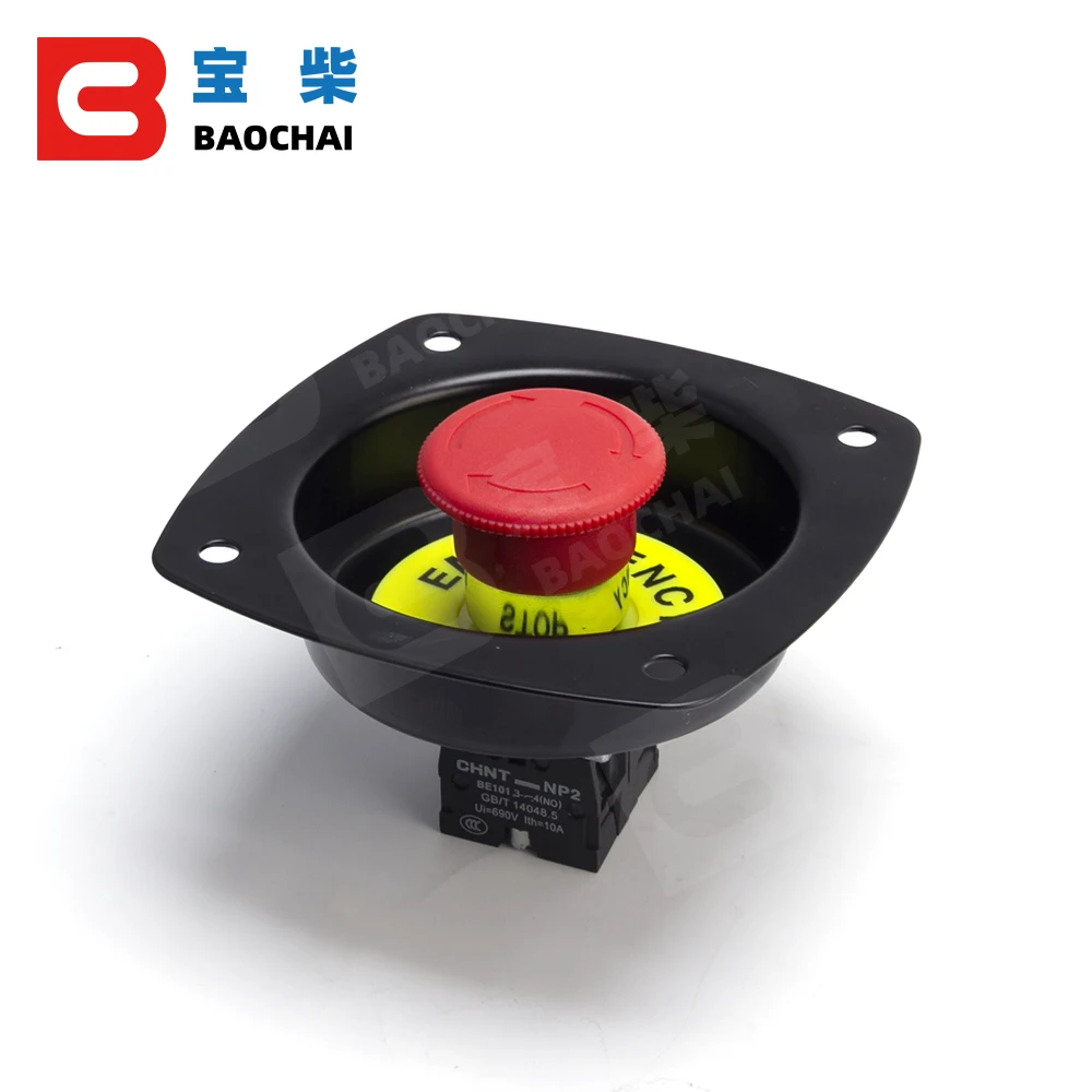 Emergency Stop Button Shock Pad Kit Diesel Generator Emergency Stop Button Cover Sign Button Alloy Shockproof Base Cover