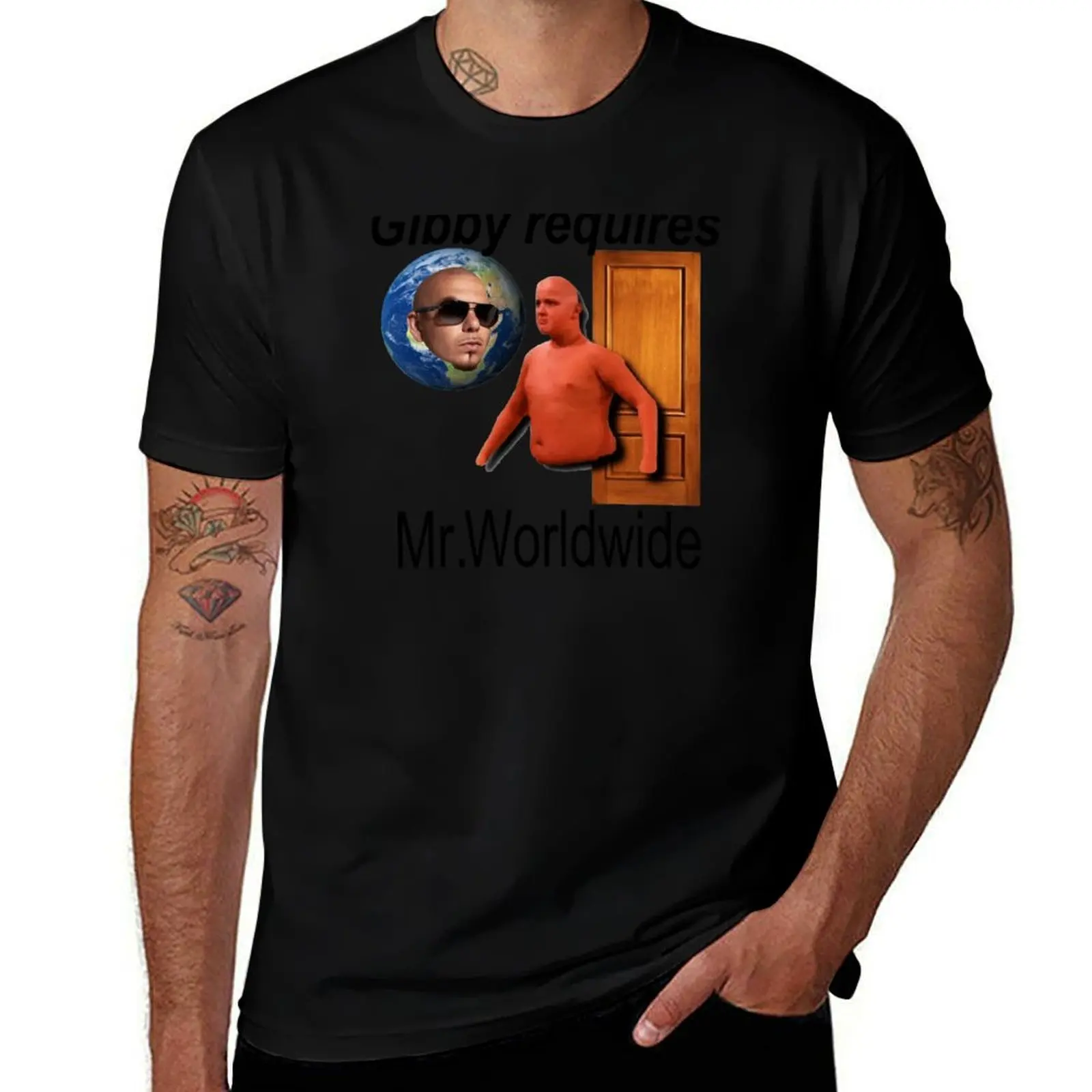 Gibby Requires Mr. Worldwide T-Shirt t shirts for man cotton funny T-Shirt