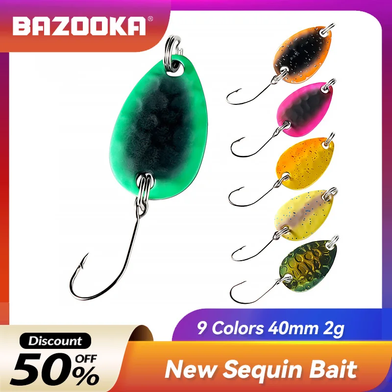 

Bazooka Fishing Lure 2g/40mm Willow leaf Colorful horse mouth sequins Hook Micro-bait Trout Spoon Shaped Fake Stream Metal Gear