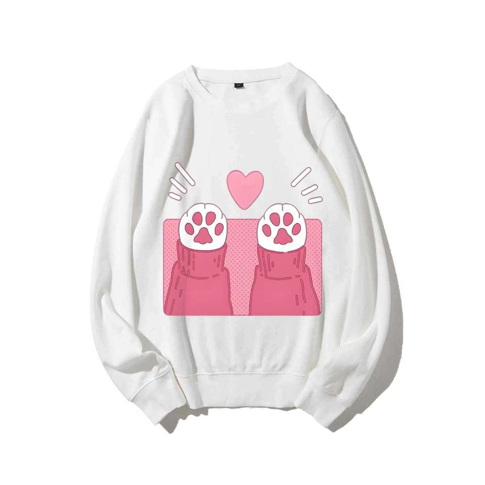 Y2k moletom gráfico patas de gato coração bonito animal de estimação moletom casual wear na moda bonito design animal doce vibe roupas estilo brincalhão