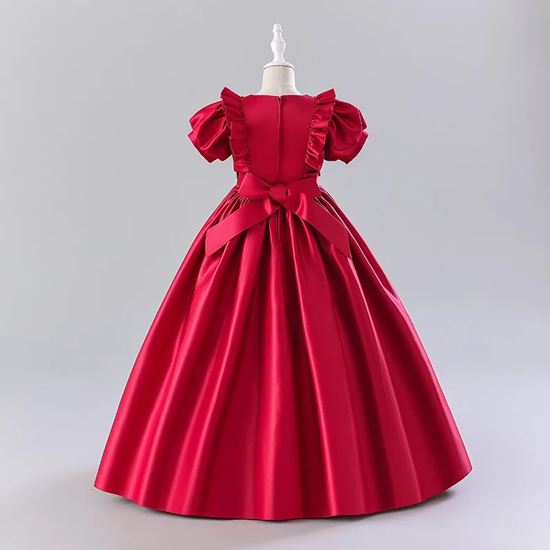 Ruffle Ruched Children Ceremony Dresses Beading Flower Luxury Dress For Young Girls Long Formal Occasion Prom Gowns 3-10 Years