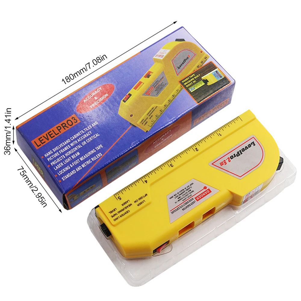 Imagem -06 - Nível Laser Multiuso Fita Medida Vertical Régua Horizontal Nível Laser Infravermelho Fita Laser Linha Cruzada Horizon em 1