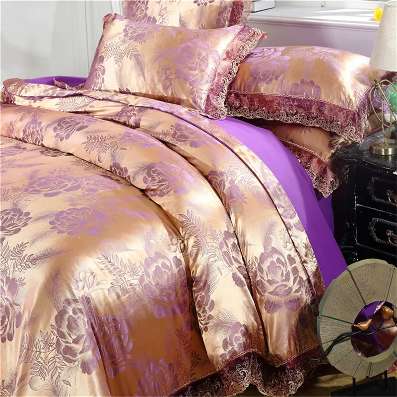 Imagem -02 - Nordic Satin Jacquard Duvet Cover Conjunto Luxo Flower Bedding Conjunto Adlut Quilt Cover Fronhas Folha Twin Queen King Home Texiles