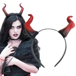 Red Devil Horn Headpiece Cosplay Black Queen Girls Gothic Animal Headwear Halloween Carnival Party Purim Costume Props Gifts
