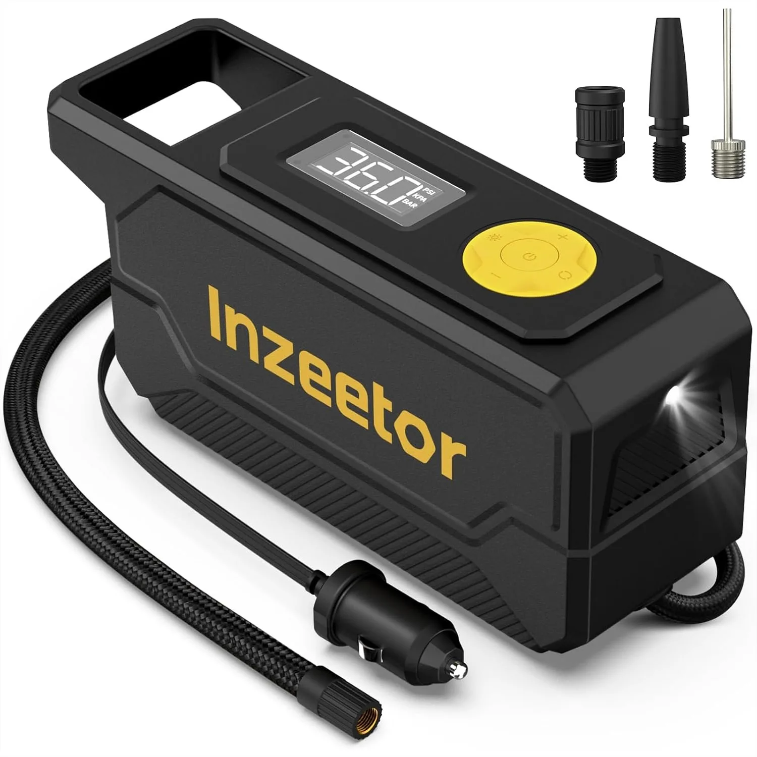 

150 PSI Tire Inflator Portable Air Compressor, 12V DC Auto Shutoff Air Pump with Digital Gauge and LED Light for Car Tires