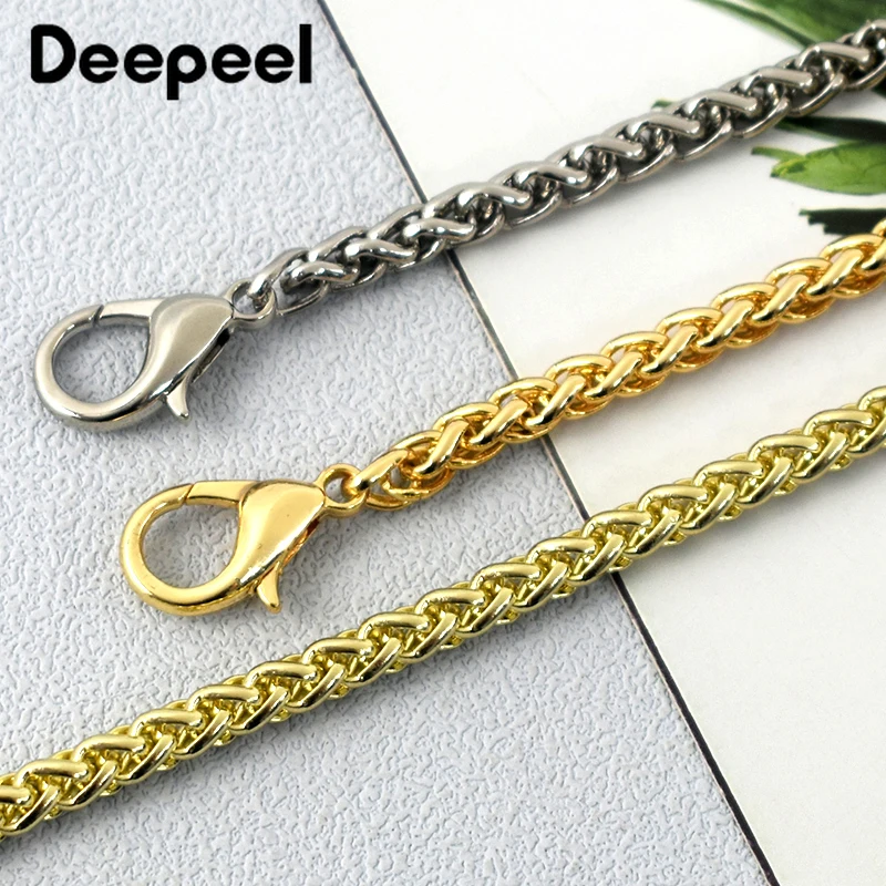 Deepeel-Cadena de Metal de 5mm para bolso de mano, hebillas de manija de correa de equipaje de hombro, accesorios hechos a mano DIY, 50/100/110/120cm